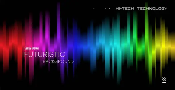 Vector illustration of Abstract background with multicolored equalizer. Rainbow colored equalizer effect. Music background equalizer vector concept.