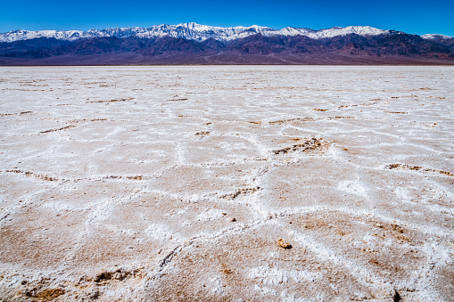 Salt deposits in Badwater Basin in Death Valley National Park in California