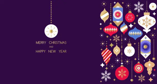 Vector illustration of Merry Christmas and Happy New Year 2024  holiday template design banner
