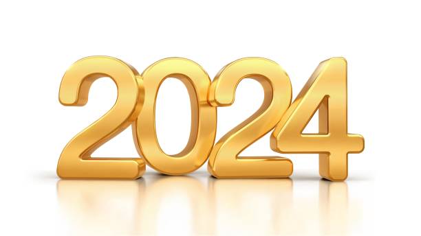 istock Happy New Year 2024. Golden 3D numbers 2024 isolated on white background. Realistic festive metallic luxury gold numbers. Merry Christmas and Happy New Year greeting card. Vector illustration. 1714360970