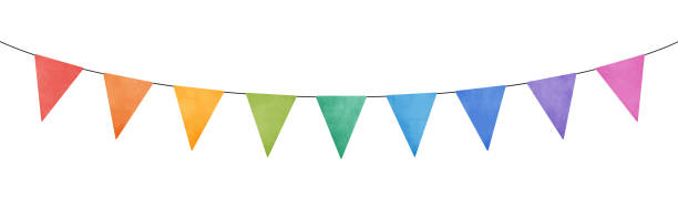 istock Colorful watercolor carnival garland with flag 1714361420