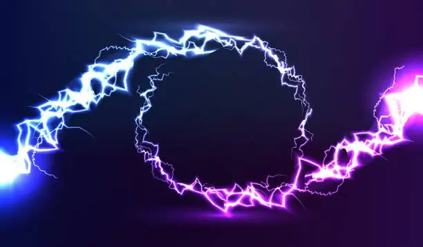 Vector illustration of Circle lightnings template with sparks
