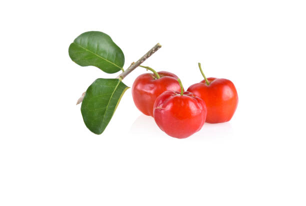 istock Acerola small cherry fruit with leaf isolated on white background. 1714390118
