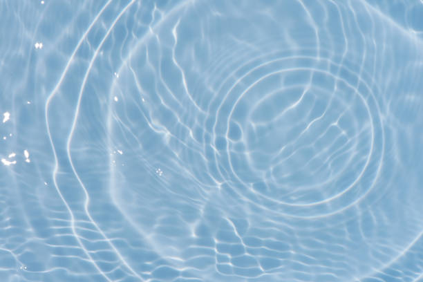 istock Defocus blurred transparent blue colored clear calm water surface texture with splashes reflection. Trendy abstract nature background. Water waves in sunlight with copy space. Blue watercolor shine. 1714404751