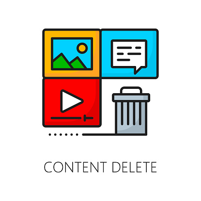 istock Content delete, CMS content management system icon 1714429350
