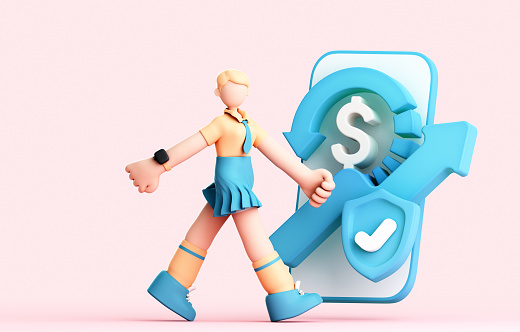 3D rendering of cartoon characters and icons for business concept