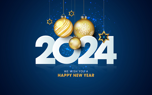 2024 Happy New Year, vector illustration with a bright background stock illustration