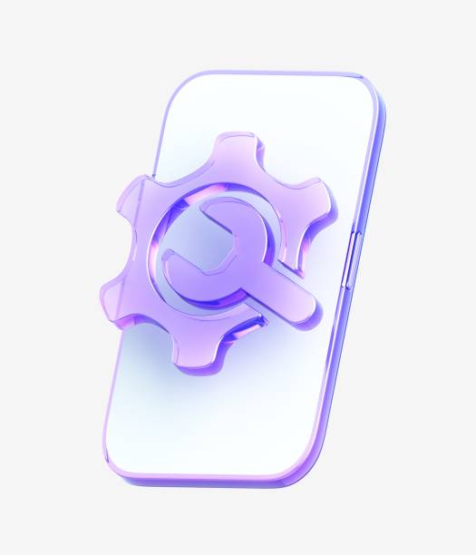 istock 3D rendering of purple mobile phone with icons 1714454192