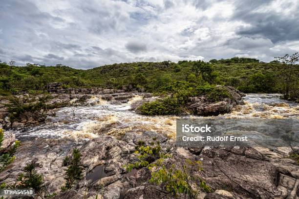 The River Mucugezinho In Chapada Diamantina Bahia Brazil With Running Water Forming A Waterfall And Poco Do Pato Stock Photo - Download Image Now