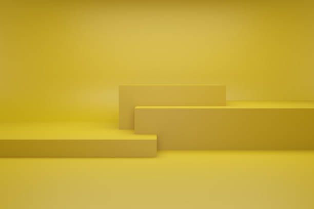 istock Background 3d yellow rendering with podium and minimal in abstract composition 1714494702