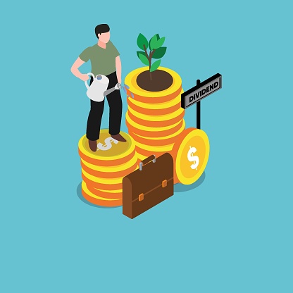 Businessman is watering a tree of money. Increase revenue, investment 3d vector concept for banner, website, illustration, landing page, flyer, etc