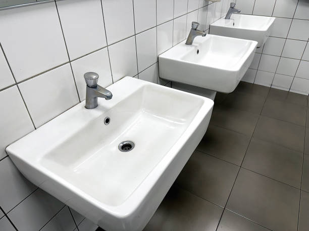 istock Sink and wash hands inside public restroom. 1714503097