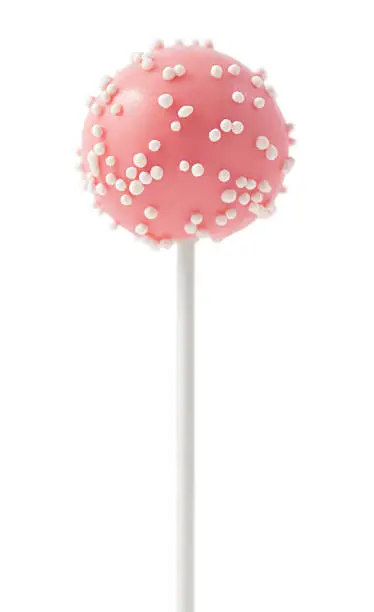 Delicious colored cake pop with white ball sprinkles.