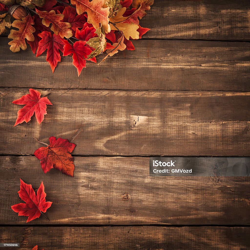 Fondo de otoño con decoración Leafs - Foto de stock de Fondos libre de derechos