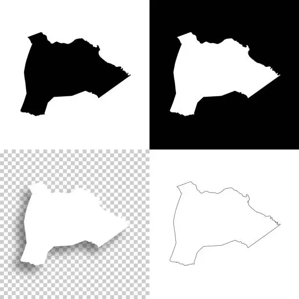 Vector illustration of Burke County, Georgia. Maps for design. Blank, white and black backgrounds