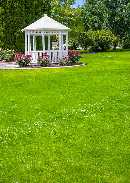 istock Gazebo and Green Lawn 171451335