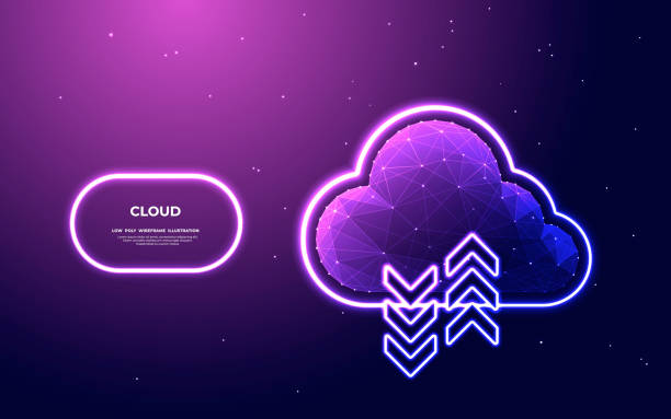 base cloud neon lp bl - data base symbol computer icon stock-grafiken, -clipart, -cartoons und -symbole