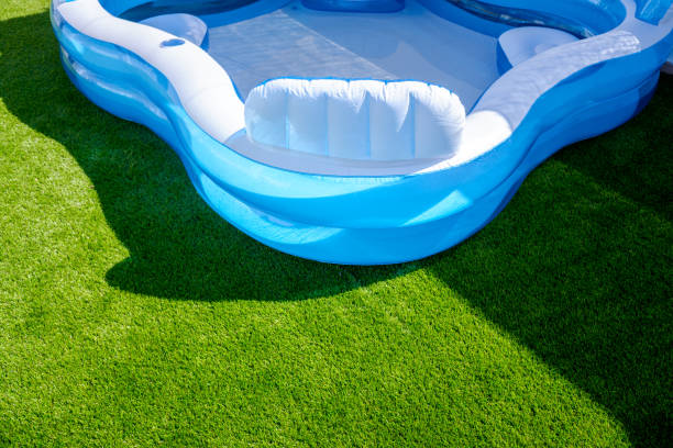 istock A small fillable plastic, rubber pool in an outdoor garden. 1714566536
