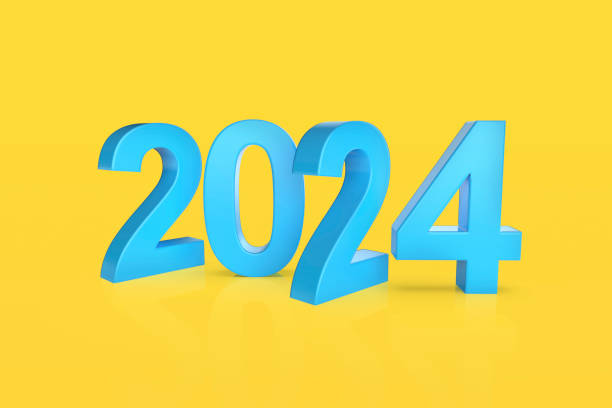 istock Happy New Year 2024 with blue numbers 1714568138