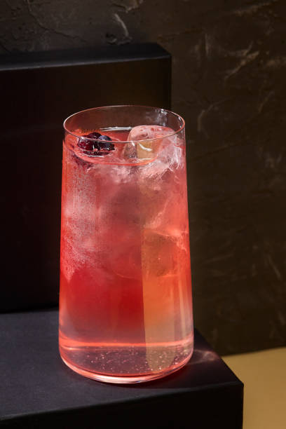 istock A minimalist gin tonic with vibrant berries, artistically presented on a stark black background; a geometric delight for any bar menu 1714570940