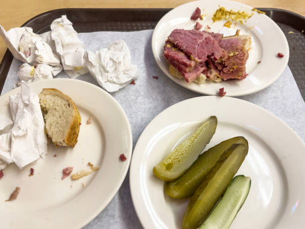 leftovers of lunch or dinner in a fast food restaurant