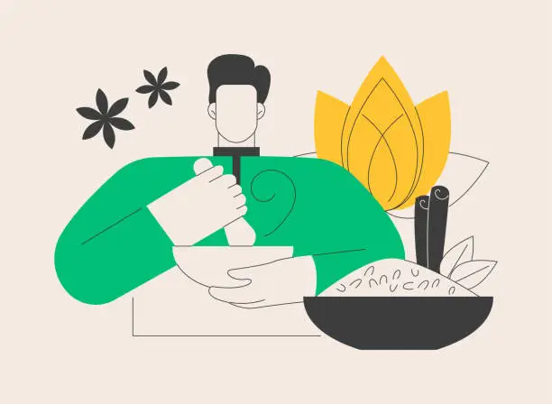 Vector illustration of Ayurvedic diet abstract concept vector illustration.