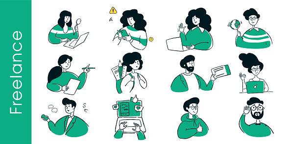 Freelancer Workflow Freelancer Workflow Characters Template Set Remote Work Benefits ...