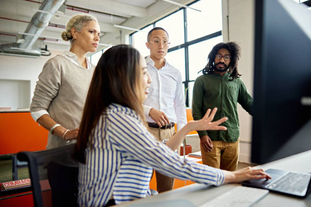 istock Asian businesswoman questioning computer content 1714594213