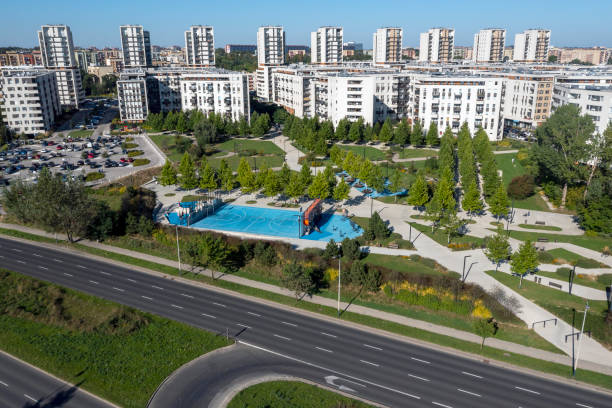 istock Modern apartment buildings, aerial view 1714605903