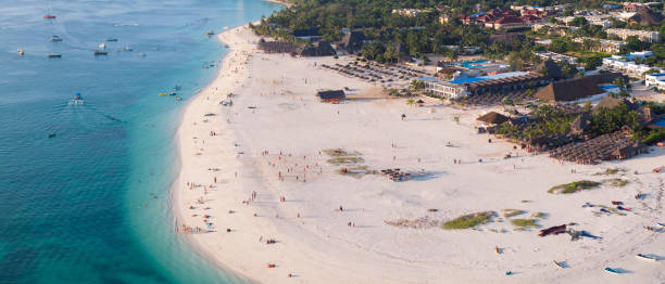 istock Awesome white sandy beach and turquoise ocean in zanzibar 1714615788