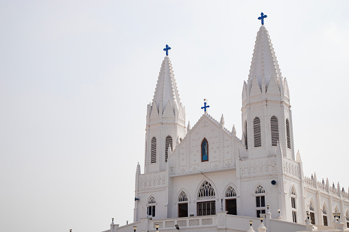 Basilica of Our Lady of Good Health, Velankanni Church South India, Tamil Nadu. or Our Lady of Vailankanni. This Catholic Church is situated on coast of Nagapattinam