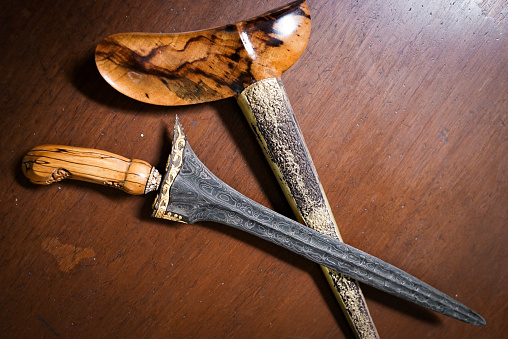 The kris or keris is a distinctive, asymmetrical dagger from Indonesia. Traditional weapon in Indonesia, the keris from the island of Java. as a living history of civilization in ancient Indonesia.