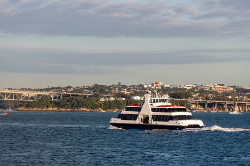 Passenger Ferry cruising in Waitemata Harbor
