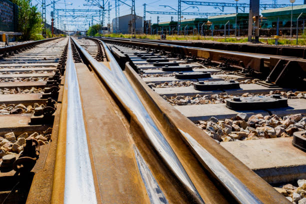 istock Detail of the railway system for trains before reaching an interchange station on a railroad. 1714640708