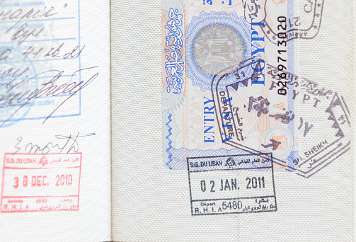 Egypt visa on Turkish passport page.