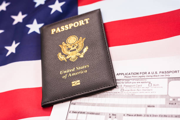istock Form to request a new American passport. 1714646946