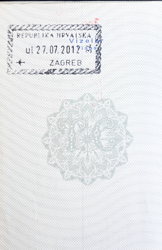 Old Turkish passport page on Croatia stamp.