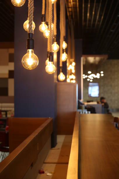 istock Rustic yellow lamps in luxury venue 1714653190