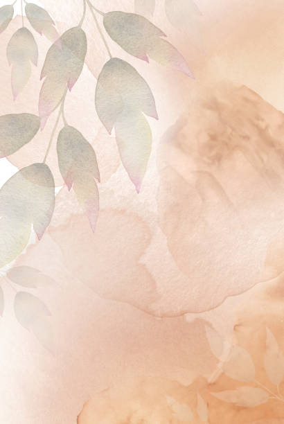 istock Watercolor letterhead template in beige tones. Aged postcard with leaves. Delicate autumn wedding invitation design. Retro background for cards. 1714665270