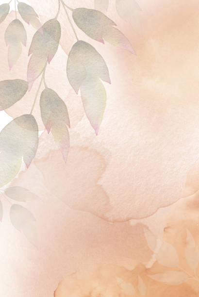 istock Watercolor letterhead template in beige tones. Aged postcard with leaves. Delicate autumn wedding invitation design. Retro background for cards. 1714665271