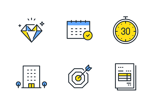 Business simple vector line drawing icon illustration set material