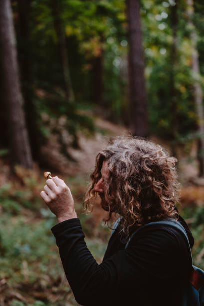 istock Man in the German forest on the mushroom hunt. 1714699068