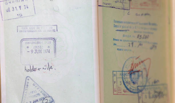 istock Stamps on old Turkish Passport. 1714699995
