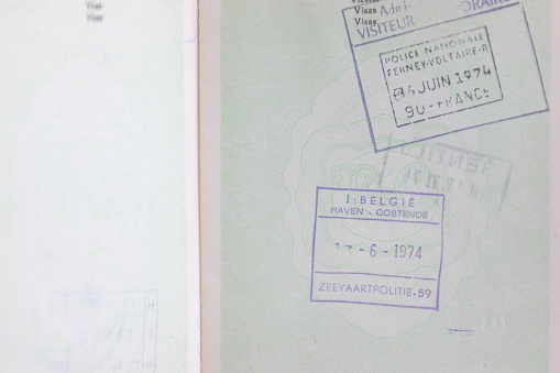 Retro Turkish passport with old stamps.
