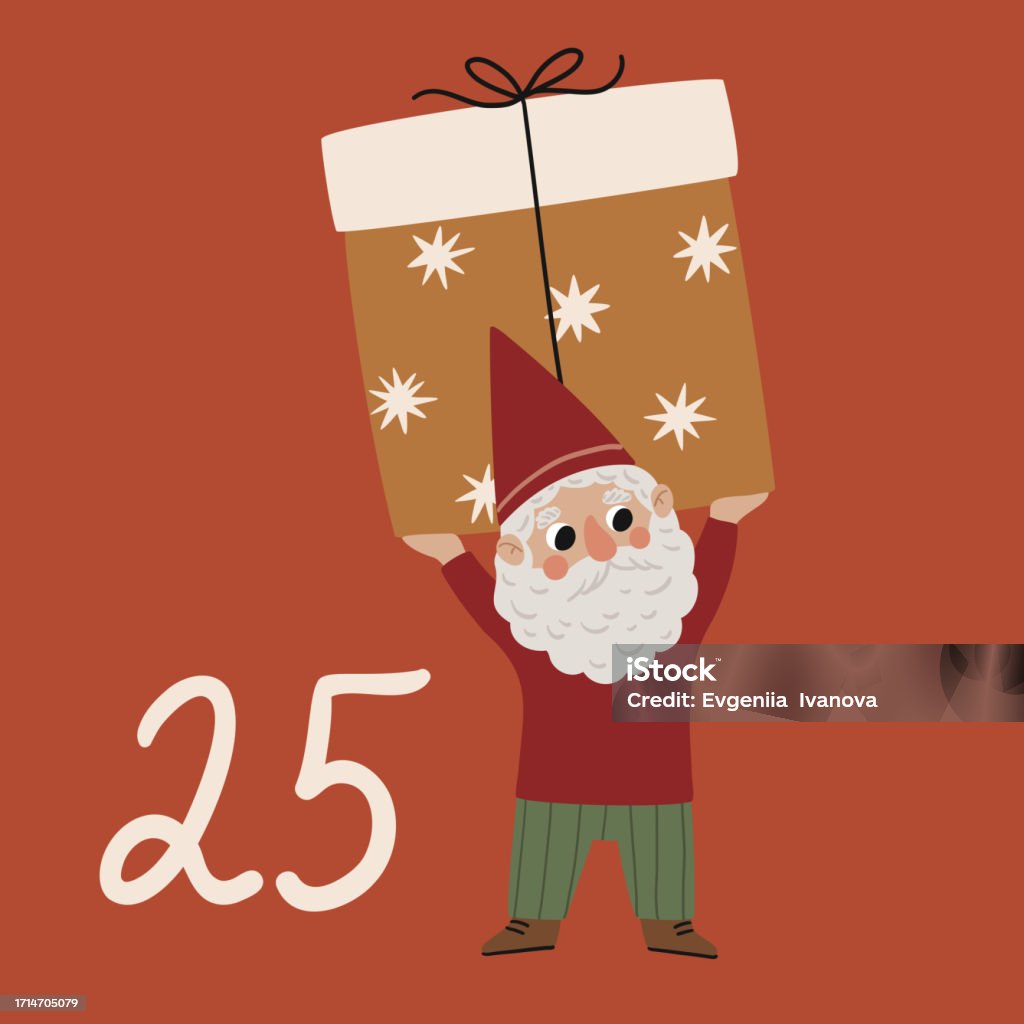 Christmas Illustration With Gnome And Numbers For Advent Calendar Stock christmas-illustration-with-gnome-and-numbers-for-advent-calendar-stock