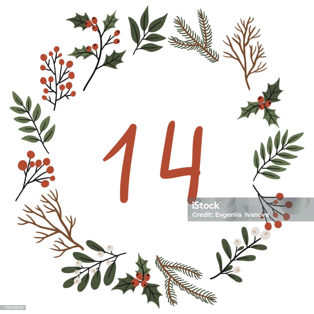 Christmas Illustration With Wreath Lights And Numbers For Advent christmas-illustration-with-wreath-lights-and-numbers-for-advent