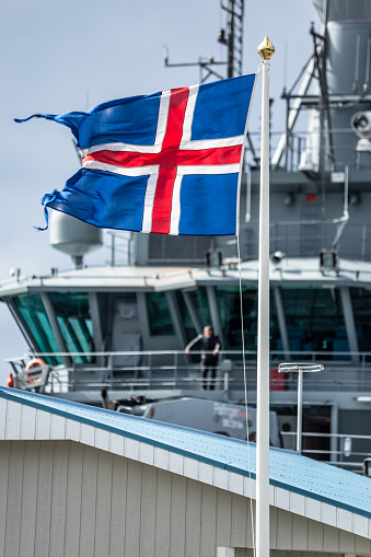 Icelandic flag Nordic country Northern Europe