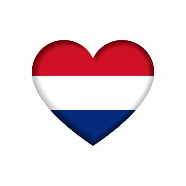 Vector illustration of Dutch flag heart-shaped sign. Vector illustration.