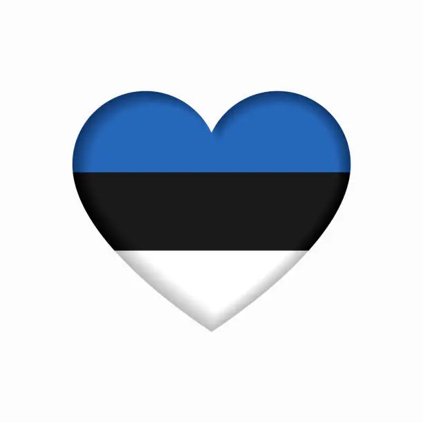 Vector illustration of Estonian flag heart-shaped sign. Vector illustration.