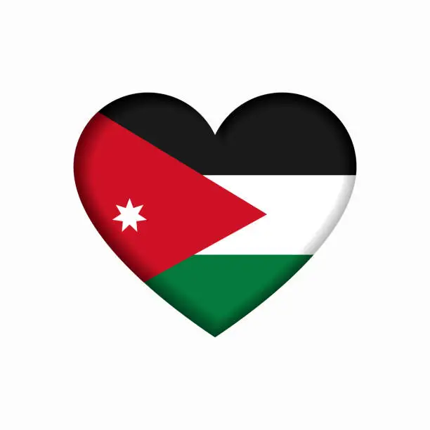 Vector illustration of Jordanian flag heart-shaped sign. Vector illustration.